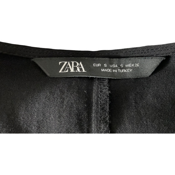 Zara Woman's Dress Size 2X Black V-Neck Short Sleeve Asymmetrical Hem - Picture 3 of 9